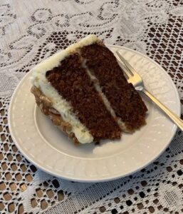 Carrot cake with cream cheese frosting: impossible to resist. (Kathy D’Agostino photo)