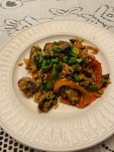 Aime’s leftover stir-fry is easy to prepare with whatever protein and vegetables you have on hand.